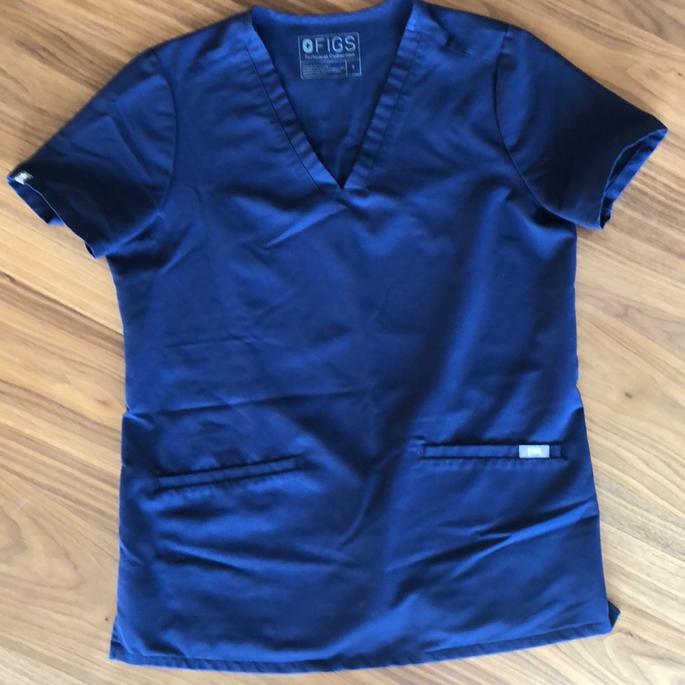 FIGS Scrub Top, Navy, Size Small